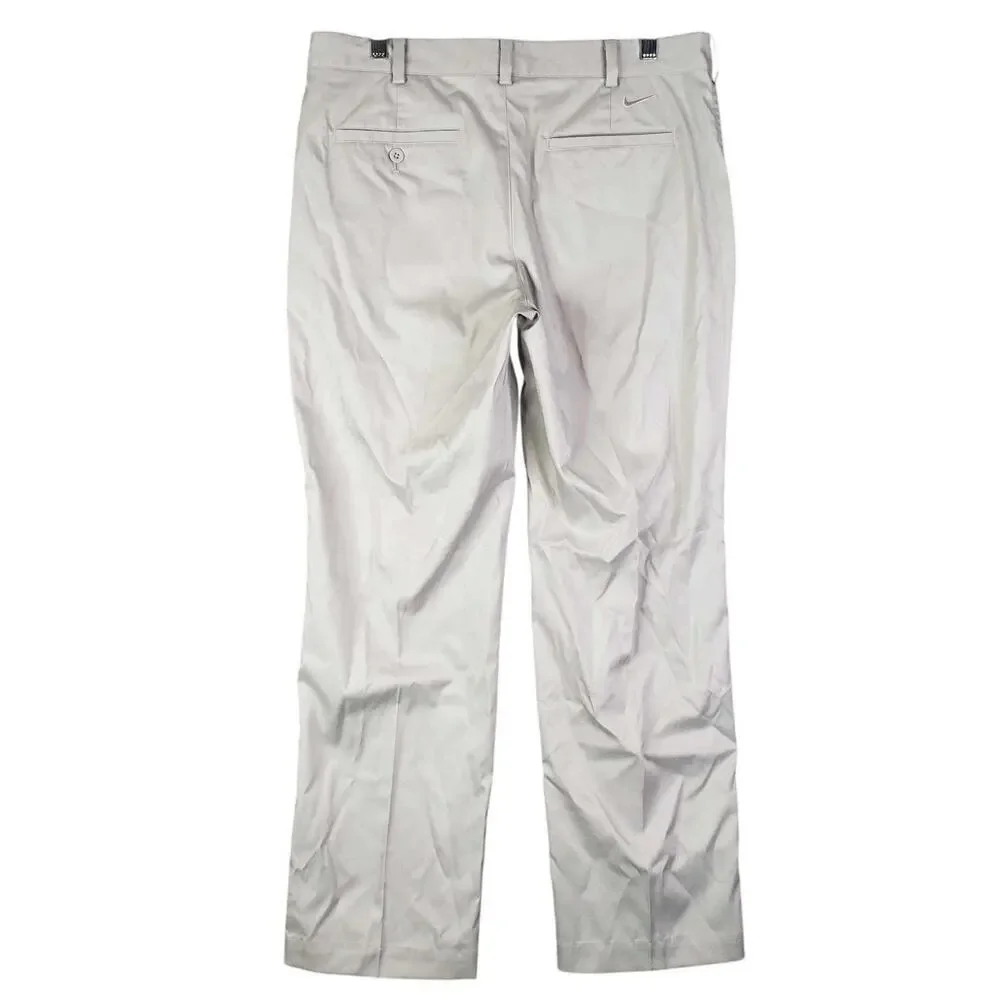 Nike Dri-Fit Golf Pants 34X30 Khaki Tan Flat Front Chino Straight Performance